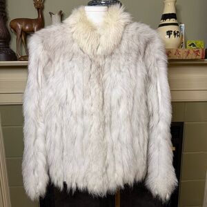 Genuine Fur Saga Fox Jacket Murano Blue Fox Size XL